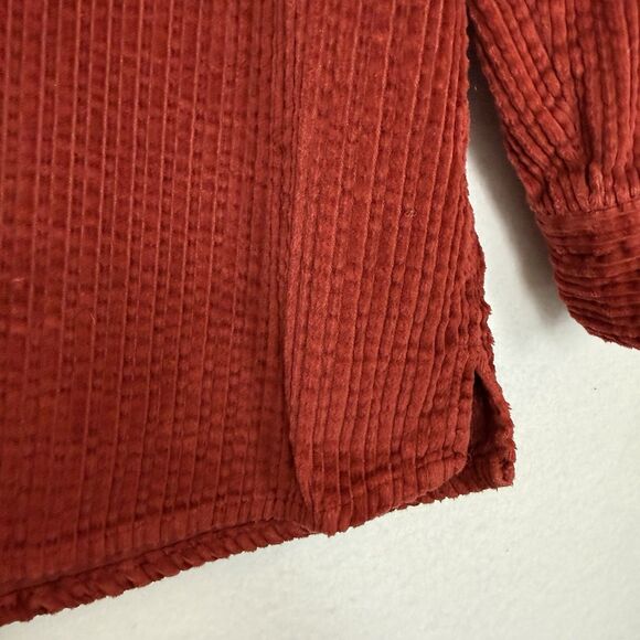 J. Jill L Rust Red 100% Cotton Corduroy Button Front Shirt Hong Kong Made - Picture 5 of 10